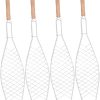 4Pcs Fish Grilling Basket with Wooden Handle Non Stick Bbq Clip for Outdoor Barbecue Camping and Picnic for Steaks Sausages and More