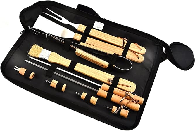 10 PC Heavy Duty BBQ Grilling Accessories Grill Tools Set – Stainless Steel Grilling Kit with Wooden Handle, Ideal for Camping, Kitchen 10 PC Heavy Duty BBQ Grilling Accessories Grill Tools Set - Stainless Steel Grilling Kit with Wooden Handle, Ideal for Camping, Kitchen