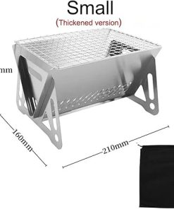 BBQ BBQ Grill Portable Folding Barbecue Grill Heating Stoves Multifunction Camping Rack Net Firewood Stove Stainless Steel BBQ Grill Accessories(SKL-001 Small) 2