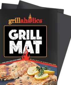 Grillaholics Premium Nonstick Grill Mat 2 Pack & Bristle Free Grill Brush Bundle 2