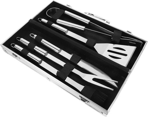 Grilling Tool Case 8pc Grill Tools Set Sturdy Stainless Steel for Outdoor