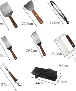 BBQ Grill Accessories Kit, 8Pcs Grill Accessories Set with Griddle Cleaning Kit & Carry Bag, Griddle Tools Wooden Handle for BBQ, Camping 2