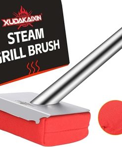 Grill Brush Bristle Free,BBQ Replaceable Scraper Cleaning Head,Safe Grill Accessories for Cast Iron Grates/Porcelain/Weber Gas/Charcoal Grill,Grill Brush for Outdoor Grill-Red