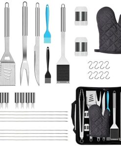 35Pcs BBQ Grill Grilling Accessories Tools Set,Barbecue Tool Set with Steel Fork, Stainless Steel Tongs and Spatula,BBQ Tools for Grill Outdoor