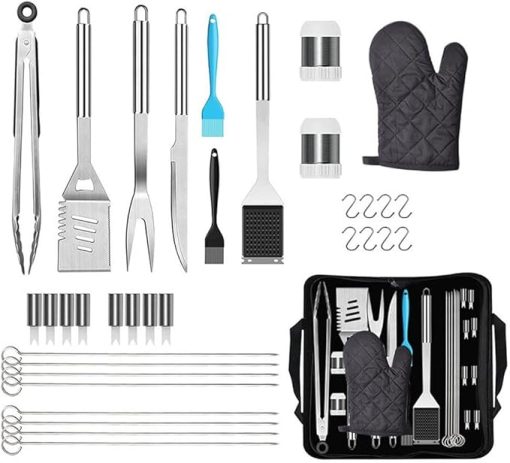 35Pcs BBQ Grill Grilling Accessories Tools Set,Barbecue Tool Set with Steel Fork, Stainless Steel Tongs and Spatula,BBQ Tools for Grill Outdoor
