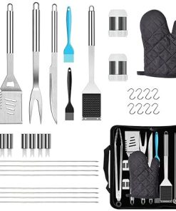 35Pcs BBQ Grill Grilling Accessories Tools Set,Barbecue Tool Set with Steel Fork, Stainless Steel Tongs and Spatula,BBQ Tools for Grill Outdoor