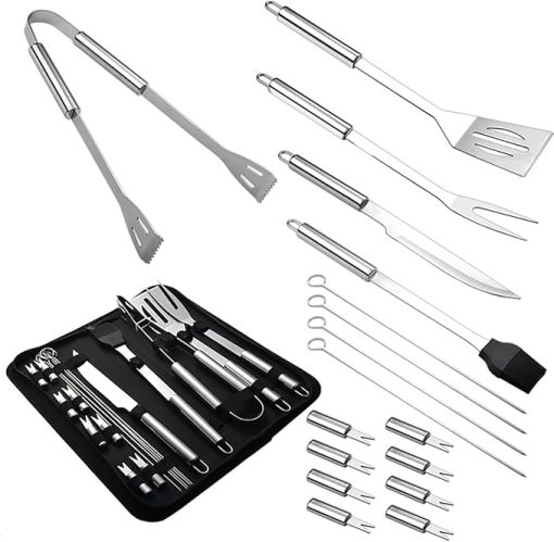 8pcs Grill Accessories BBQ Tools, Stainless Steel Grilling Tools, Grill Set Heavy Duty BBQ Accessories, BBQ Grill Tools Set for Barbecue, Camping, Kitchen