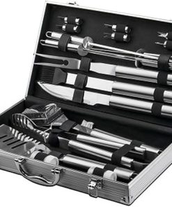 18pcs Stainless Steel BBQ Accessories Tool Set, BBQ Grill Accessories Set, Heavy Duty BBQ Accessories with Carrying Bag, for Home, Camping, Traveling