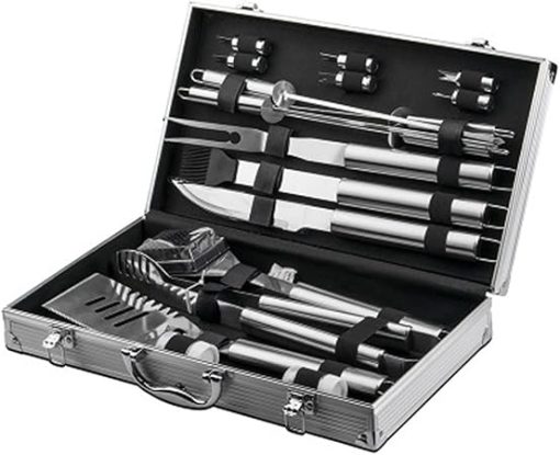 18pcs Stainless Steel BBQ Accessories Tool Set, BBQ Grill Accessories Set, Heavy Duty BBQ Accessories with Carrying Bag, for Home, Camping, Traveling