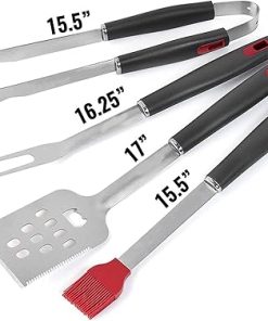 4pcs Heavy Duty BBQ Tools Gift Set for Men, Stainless Steel BBQ Accessories Tool Set, Grill Accessories BBQ Tools with Handle, for Home, Camping, Traveling 2