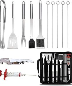 MaGiLL 13 PCS BBQ Grill Tools Set,Complete Grilling Accessories in Portable Bag,Stainless Steel Barbecue Accessory Kit with Meat Injector,for Men Women Camping Backyard Barbecue 2
