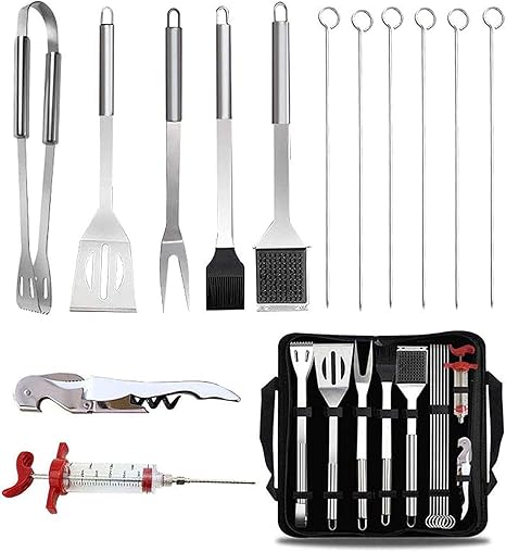 13 PCS BBQ Grill Tools Set,Complete Grilling Accessories in Portable Bag,Stainless Steel Barbecue Accessory Kit with Meat Injector,for Men Women Camping Backyard Barbecue 2 13 PCS BBQ Grill Tools Set,Complete Grilling Accessories in Portable Bag,Stainless Steel Barbecue Accessory Kit with Meat Injector,for Men Women Camping Backyard Barbecue - Image 2