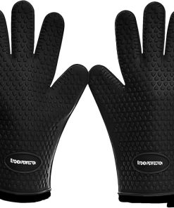 KITCHEN PERFECTION XL Silicone Smoker Oven Gloves-Extreme Heat Resistant BBQ Gloves-Handle Hot Food Right on Your Grill Fryer&Pit|Waterproof Grilling Cooking Baking Mitts|Superior Value Set+3 Bonuses