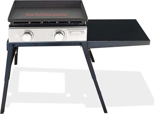 FEBTECH - Adjustable Griddle Stand Compatible with Blackstone 17” and 22” tabletop griddles, Adjustable Leg and Side Shelf Perfect for Outdoor Cooking