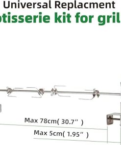Rotisserie Kit Universal Replacement 5078b Quick Install Portable Spit Grill Outdoor Camping BBQ Three Heights Adjustable Length Cooking Tool Roaster Accessories Chicken Fork Heavy Duty Motor DC 5V 2