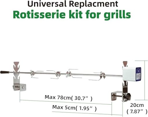 Rotisserie Kit Universal Replacement 5078b Quick Install Portable Spit Grill Outdoor Camping BBQ Three Heights Adjustable Length Cooking Tool Roaster Accessories Chicken Fork Heavy Duty Motor DC 5V - Image 2