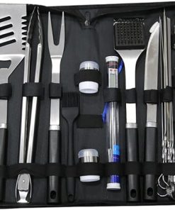 24pcs Outdoor Barbecue Tool Set, Camping and Picnic Stainless Steel Accessories, Windproof and Scald Protection Multi-Function 2