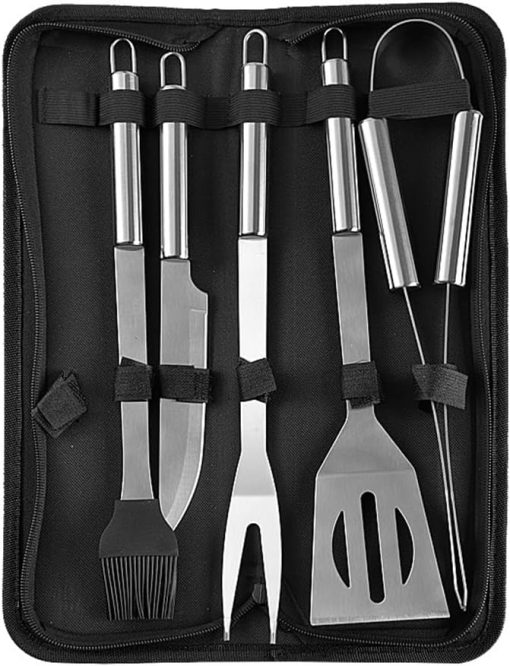 Multifunctional Camping Barbecue Set, Outdoor BBQ Accessories, Hanging Kitchen Utensils, Camping Barbecue Tools, Portable Barbecue Fork and Knife Combination (White-Fruit peach5) - Image 2