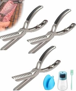 BBQ Rib Skinner, Rib Membrane Removal Tool, Stainless Steel Remover Kit for Barbecue Prep All, Ergonomic Design for Easy Membrane Removal, Effortless Ribs Preparation Tools, For BBQ Enthusiasts(3pcs)