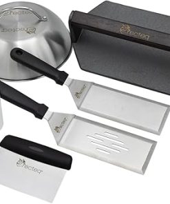 recteq SmokeStone 600 Griddle Accessory Kit | Griddle Scraper, Squeeze Bottle, Cast Iron Grill Press, Griddle Dome, and Two Stainless Steel Griddle Spatulas 2
