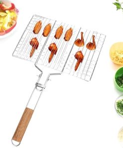 Grill Basket, Fish Grilling Basket,olding Portable Metal BBQ Grill Basket for Fish Vegetables Shrimp,Barbeque Griller Cooking Accessories