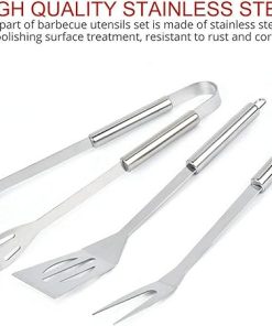 3 Pcs Stainless Steel Barbecue Tools Set – Barbecue Utensils Kit/Grill Cooking Tools – Portable BBQ Accessories with Sturdy Storage Box – Ideal BBQ Set Gifts on for Men W 2