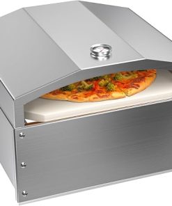 Outdoor Pellet Wood-Fired Pizza Oven- Stainless Steel Pellet Grill Pizza Oven Attachment with 14" Pizza Stone for Most Pellet Grills Traeger/Pit Boss/Camp Chef/Z Grill With 19.5" Width Cooking Surface