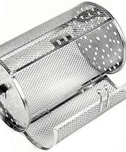 BBQ Stainless Steel Rotating Grill for Nuts Peanuts Chestnuts Rotary Grill Cage Air Fryer Rotating Grill Cage Accessories(C)