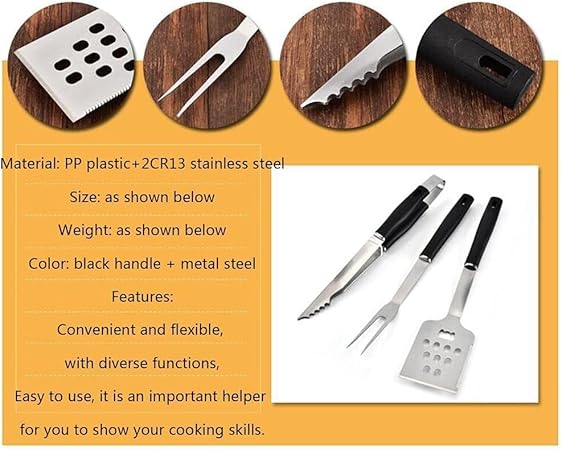 3 PCS Stainless Steel BBQ Grill Tool Set, Fork, Spatula, Tongs, Ideal Grilling Accessories, for Men, Dad, Silver 2 3 PCS Stainless Steel BBQ Grill Tool Set, Fork, Spatula, Tongs, Ideal Grilling Accessories, for Men, Dad, Silver - Image 2
