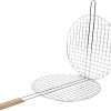 HANABASS Stainless Steel Round Grill Basket Bbq Accessories Roasting Net for Outdoor Barbecue Large Cooking Area Fish Grilling Rack 3