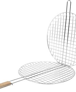 Portable Grill Cooking Rack Round Bbq Grill Basket Outdoor Bbq Tool Fish Grilling Rack Stainless Steel Roasting