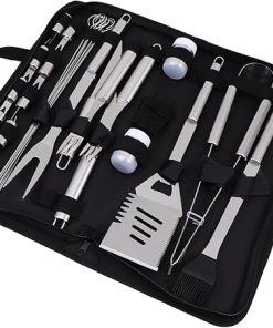 SUPVOX Stainless Steel BBQ Tools Kit 12pc Grilling Utensils Set for Men Outdoor Camping Cookware Accessories