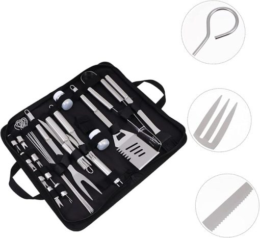 BESPORTBLE Outdoor Tools 6pc Grilling Utensils Set Storage Bag Fork Spatula Tongs Brush Shovel - Image 2