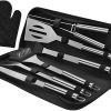 POPETPOP Grill Pans for Outdoor Grill 7-Piece Barbeque Tool Set Stainless Steel BBQ Tool Compact BBQ Kit