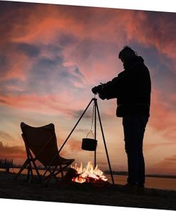 1Set Adjustable Camping Tripod Stand Portable Bonfire Grill Rack for Outdoor Cooking Lightweight Campfire Support for Adventure Trips and Picnics 2