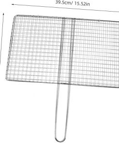 Stainless Steel Grill Basket for Outdoor Portable Fish and Vegetable Grilling Rack Easy to Clean with Humanized Handle for Camping and Picnic Use Mesh Design 2