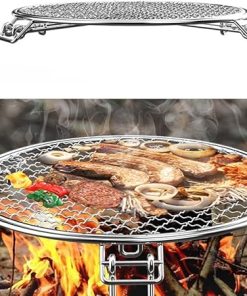 Reusable Barbecue net,BBQ Grill Rack, Grill Rack Foldable Camping BBQ Grill Stand Grill Net Picnic Grid 340 x 340 x 170 mm Grill Campfire Stand 3-Leg Round Grill Pan for Outdoor Use 2