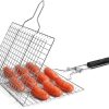 Bbq Non-stick Grilling Basket Grill Mesh Mat Meat Vegetable Steak Picnic Party Barbecue Tool Heat Resistant(21 * 19cm) 4