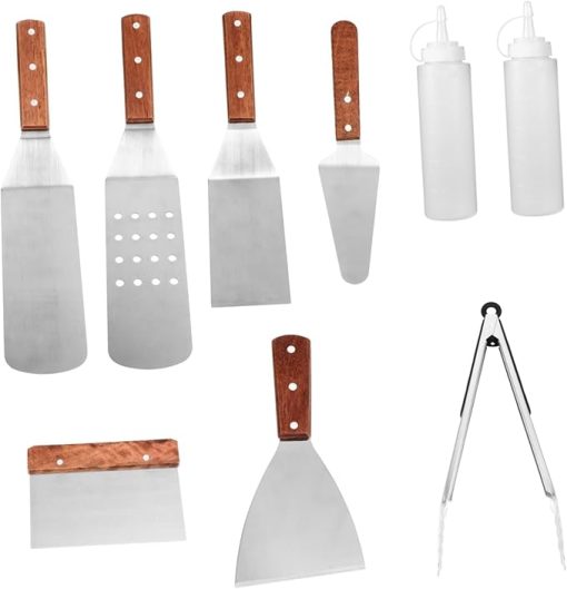 1 Set Stainless Steel BBQ Cooking Shovel Set with Handles Essential Accessories for Outdoor Grilling with Family and Friends