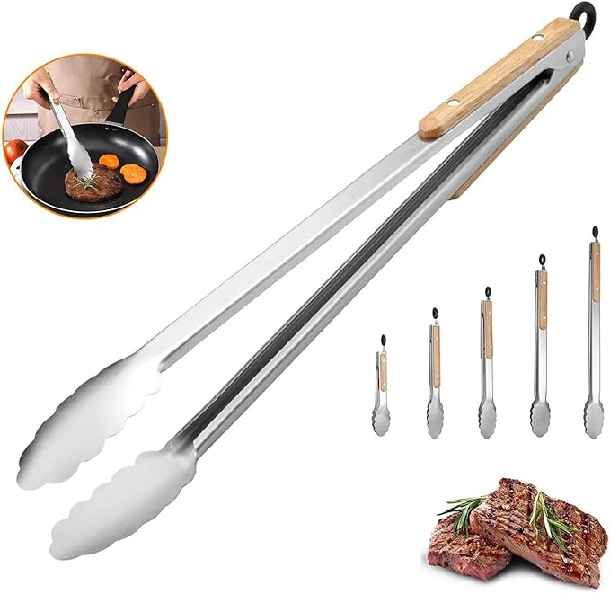 BBQ Tongs, BBQ Stainless Steel Cooking Tong with Handle Barbecue Tong Salad Tongs with Locking Ring Kitchen Gadget for Salad Grilling BBQ Accessories(7 inch) 2 BBQ Tongs, BBQ Stainless Steel Cooking Tong with Handle Barbecue Tong Salad Tongs with Locking Ring Kitchen Gadget for Salad Grilling BBQ Accessories(7 inch) - Image 2