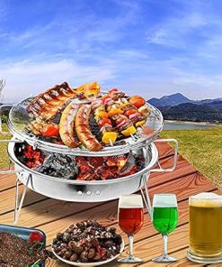 OUSIKA DOUBA Mini BBQ Grill Stainless Steel BBQ Grill Folding Barbecue Accessories Portable Kitchen Cooking Tools for Outdoor Camping Barbecue 2