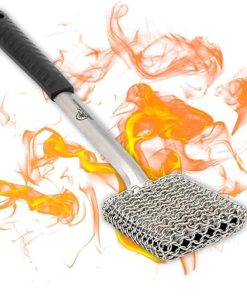 BBQ Dragon Chainmail Grill Brush - Bristle-Free Grill Cleaning Brush for Outdoor Grill - Heavy-Duty BBQ Brush and Grill Scrubber - Stainless Steel BBQ Grill Brush Cleaner - Safe BBQ Brush for Grills