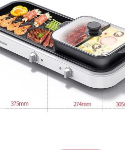 Hotpot Shabu-roasting Integrated Grill Household Multi-function Barbecue Hot-pot barbecue (Color : White, Size : Large) 2