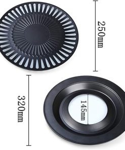 BBQ Grill Outdoor Non-Stick Korean BBQ Grills Round Pan Barbecue Grill for Outdoor Carbon Barbecue BBQ Accessories Tools Easy Clean 2
