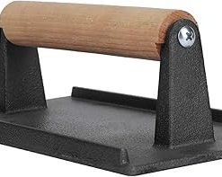 Grill Press, Steak Bacon Weight Press Bacon Press, Meat Press Cast Iron Bacon Press with Wood Handle BBQ Press for Barbecue Barbecue Accessory Kitchen