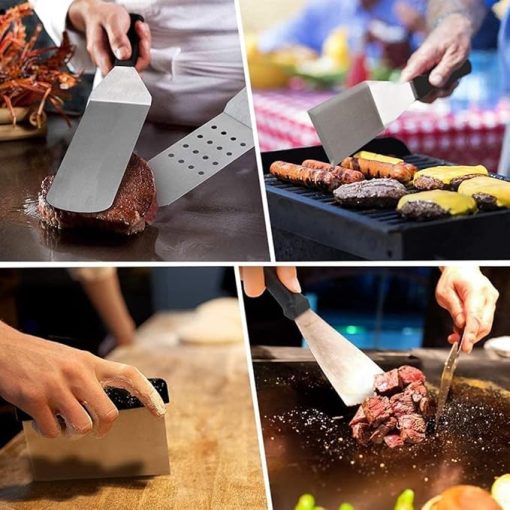 BBQ Grill Accessories, Stainless Steel BBQ Tools Set Grilling Kit for Kitchen Camping 3 Pcs - Image 2