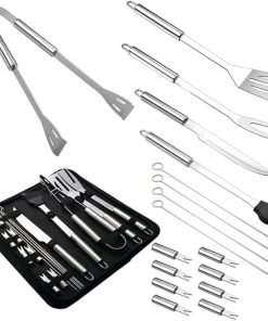 18 PCS Barbecue Tool Set with Nylon Carrying Bag, Portable Stainless Steel Grilling Tool Kit, BBQ Utensil Tool Kit for Outdoor Cooking, Camping, Grilling - Perf