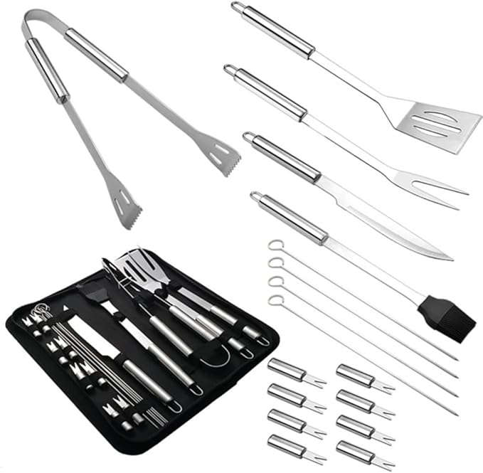 18 PCS Barbecue Tool Set with Nylon Carrying Bag, Portable Stainless Steel Grilling Tool Kit, BBQ Utensil Tool Kit for Outdoor Cooking, Camping, Grilling – Perf 18 PCS Barbecue Tool Set with Nylon Carrying Bag, Portable Stainless Steel Grilling Tool Kit, BBQ Utensil Tool Kit for Outdoor Cooking, Camping, Grilling - Perf