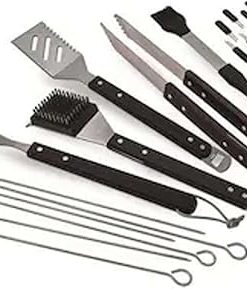 JHUS 20 Piece Stainless Steel Barbecue Tool Set with case Griddle Accessories Grilling Accessories Grill Brush BBQ Accessories Smoker Grill Kitchen Set Grill Accessories Camping Grill Basting br 2