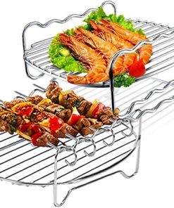 Double-Layers Cooking Rack Stainless Steel Barbecue Tray Accessory BBQ Kitchen Tools (Color : As Shown, Size : One Size) (As Shown One Size) 2
